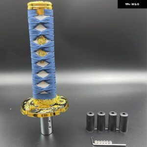 カーアクセサリー 汎用 15CM 20CM カタナ サムライソード シフト ノブ シフター アダプター 付き ギア シフト ノブ ほとんど車 - 15cm blue