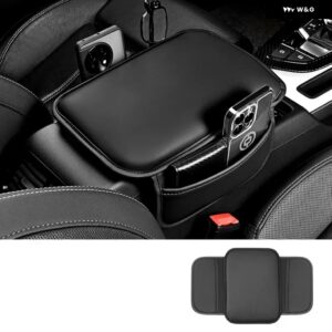 インフィニティ FX35 Q50 G37 G35 Q30 QX60 QX70 FX37 車用 アームレスト ボックス パッド レザー クッション 収納 肘高 サポート アクセサリー - black