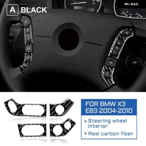 カーボン BMW E83 X3 2004-2010 E83 インテリア トリム 車 ステアリングホイール ボタン フレーム カバー ステッカー 車 スタイリング 装飾 - black