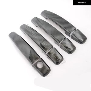 シボレー アベオ LS LI セダン T250 2007 2008 2009~2011 クロームブラック カー ドアハンドル カバー トリム ステッカー スタイリング アクセサリー - Carbon fiber pattern