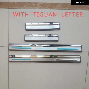 ステンレス ドアシル/ スカッフプレート /ドアシル 4個 フォルクスワーゲン TIGUAN MK2 2010 -2021 - 2017-2021Black Brush