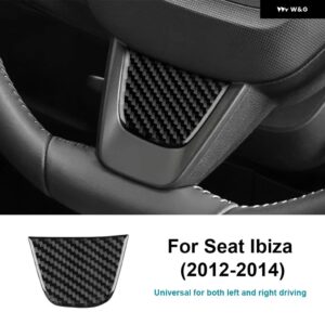 セアト イビサ 2012 2013 2014 LHD RHD 車用 ステアリングホイール センターボトム 装飾 フレーム トリム アクセサリーリアルソフトカーボン ステッカー - Bottom Black