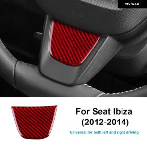 セアト イビサ 2012 2013 2014 LHD RHD 車用 ステアリングホイール センターボトム 装飾 フレーム トリム アクセサリーリアルソフトカーボン ステッカー - Bottom Red