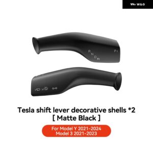 カーボン ステアリングホイール ウィフトプロテクションカバー テスラ モデル3 Y 2021-2023 ABSカーコラム シフト ノブカバー 装飾 - Matte black