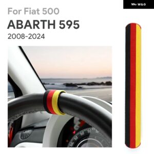 イタリアプレミアムスエード LE TRICOLORE 車用 ステアリングホイール リング 装飾 フィアット 500 アバルト 595 595C 695 2008-2020 - 24 - Schwarz-Rot-Gold