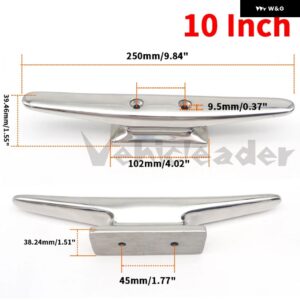 6/8/10インチ ボートアクセサリー 係留クリート 屋外 ボート 船舶 ステンレス ヨット ドックデッキ マリンボラード - 10　Inch