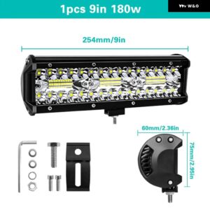 LED作業灯 ライトバー フラッドLED コンボビーム スポットライト LED 12V 24V 6000K 4X4 オフロード車 トラック ATV SUV 4/7/9/12/15/20インチ - 9inch 1PCS 180W