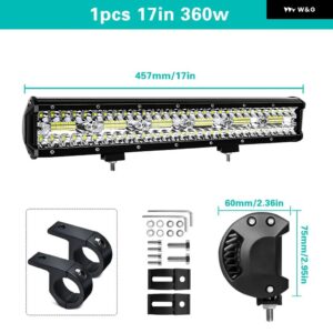 LED作業灯 ライトバー フラッドLED コンボビーム スポットライト LED 12V 24V 6000K 4X4 オフロード車 トラック ATV SUV 4/7/9/12/15/20インチ - 17inch 1PCS 360W