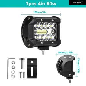 LED作業灯 ライトバー フラッドLED コンボビーム スポットライト LED 12V 24V 6000K 4X4 オフロード車 トラック ATV SUV 4/7/9/12/15/20インチ - 4inch 1PCS 60W
