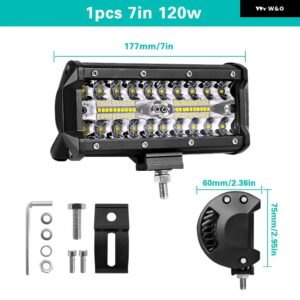 LED作業灯 ライトバー フラッドLED コンボビーム スポットライト LED 12V 24V 6000K 4X4 オフロード車 トラック ATV SUV 4/7/9/12/15/20インチ - 7inch 1PCS 120W