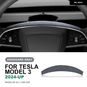 イタリアンスエード スエード テスラ モデル3 ハイランド 2024年以降 ステアリングホイール トリム カバー ステッカー インテリア カーアクセサリー - 2938