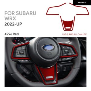 スバル WRX/ WRX STI 2022 2023 2024 2025 トップスエード トリム ステッカー カー ステアリングホイール センター ブラックレッド インテリア - Red LHD RHD