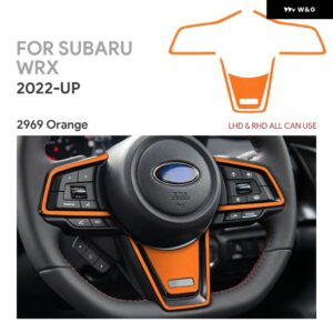 スバル WRX/ WRX STI 2022 2023 2024 2025 トップスエード トリム ステッカー カー ステアリングホイール センター ブラックレッド インテリア - Orange LHD RHD