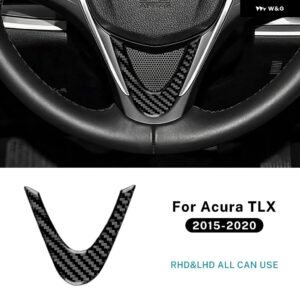 ACURA TLX 2015 - 20 LHD RHD カー ステアリングホイール ボトム トリム アクセサリー リアルソフトカーボン ステッカー - Black Carbon