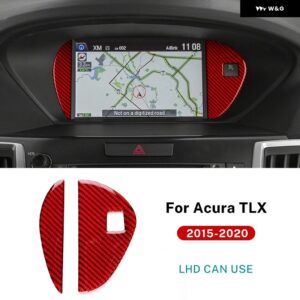 ACURA TLX 2015 - 20 LHD 車用 セントラ ル コントロール スクリーン 装飾 内装 トリム リアルソフトカーボン ステッカー - For LHD Red Carbon