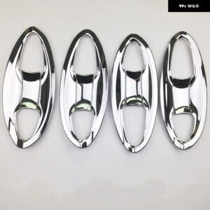 カーボンクロームカーサイド ドアハンドル カバー ステッカー ホンダ ジャズ2014 - 20 スタイリング アクセサリー - silver bowl