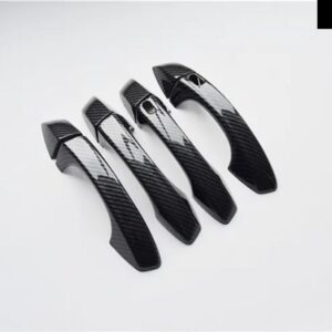 カーボンクロームカーサイド ドアハンドル カバー トリム ステッカー シートレオンMK3 2013-2019 スタイリング アクセサリー - carbon 2 buttons