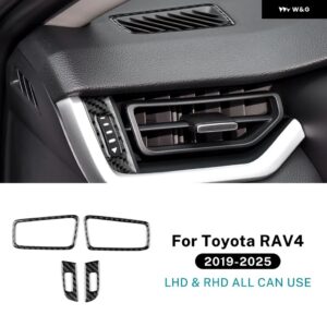 トヨタ RAV4 XA50 2019 - 24 2025 LHD RHD 車計器エア アウトレット トリム リアルソフトカーボン ステッカー - Black Carbon