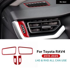 トヨタ RAV4 XA50 2019 - 24 2025 LHD RHD 車計器エア アウトレット トリム リアルソフトカーボン ステッカー - Red carbon