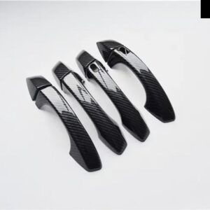 カーボンクロームカーサイド ドアハンドル カバー トリム ステッカー シュコダ コディアック2017-2023コディアック スタイリング アクセサリー - carbon 2 buttons