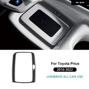 トヨタ プリウス 2016 - 22 LHD RHD 車内中央 制御 ワイヤレス充電 フレーム リアルソフトカーボン - Outer Frame Black