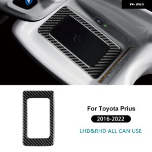 トヨタ プリウス 2016 - 22 LHD RHD 車内中央 制御 ワイヤレス充電 フレーム リアルソフトカーボン - Inner Frame Black