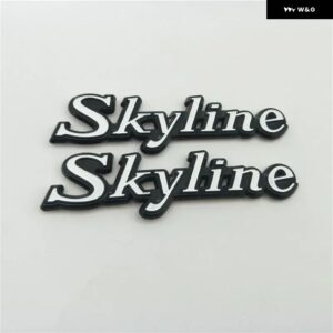 GTR スカイライン エンブレム バッジ ロゴ リア トランク サイドフェンダー ネームプレート C110 KPGC110 GC110 ケンメリ - Black 2pcs