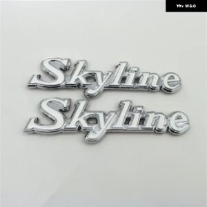 GTR スカイライン エンブレム バッジ ロゴ リア トランク サイドフェンダー ネームプレート C110 KPGC110 GC110 ケンメリ - Silver 2pcs