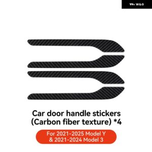 テスラ モデル3 Y ハイランド 2021-2025 ドアハンドル パッチ ドアハンドル カスタムアクセサリー ABS プロテクター ステッカー - carbon fiber
