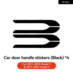 テスラ モデル3 Y ハイランド 2021-2025 ドアハンドル パッチ ドアハンドル カスタムアクセサリー ABS プロテクター ステッカー - black