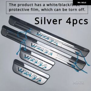 スズキ ビターラ 2015 2016 - 2018 2019 2020 ステンレス ドアシル スカッフプレート ガード ペダル プロテクター カバー トリム カー スタイリング - Silver 4pcs