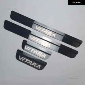 スズキ ビターラ 2015 2016 - 2018 2019 2020 ステンレス ドアシル スカッフプレート ガード ペダル プロテクター カバー トリム カー スタイリング - Black brushed 4pcs