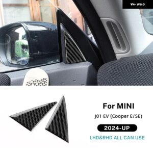 ドアAピラー ステッカー カーボン MINI EV J01 E SE MINI COOPER ELECTRIC 2024 2025 アクセサリー 内装 トリム 装飾 - Black Carbon