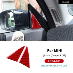 ドアAピラー ステッカー カーボン MINI EV J01 E SE MINI COOPER ELECTRIC 2024 2025 アクセサリー 内装 トリム 装飾 - Red carbon