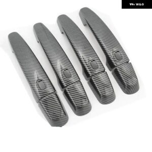 シボレー エクイノックス 2017-2021 カーボン クローム カー ドアハンドル カバー 装飾 トリム ステッカー スタイリング アクセサリー - carbon 4 buttons