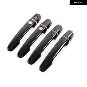 グロスブラッククロームカー ドアハンドル カバー トリム プジョー 108 2014 - 19 スタイリング アクセサリー - black 2 buttons