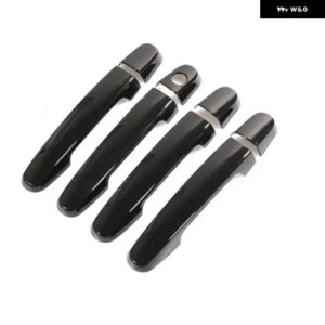 グロスブラッククロームカー ドアハンドル カバー トリム プジョー 108 2014 - 19 スタイリング アクセサリー - black 0 button