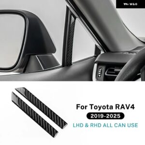 トヨタ RAV4 XA50 2019 - 24 2025 LHD RHD 車 Aピラー 装飾 ストリップ リアルソフトカーボン ステッカー - Black Carbon