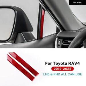 トヨタ RAV4 XA50 2019 - 24 2025 LHD RHD 車 Aピラー 装飾 ストリップ リアルソフトカーボン ステッカー - Red carbon