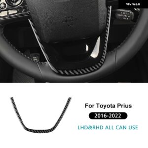 トヨタ プリウス 2016 - 22 LHD RHD リアルソフトカーボンカー ステアリングホイール ボトム フレーム ステッカー - Black Carbon