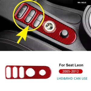 SEAT LEON ALTEA 2005 - 12 リアルソフトカーボン LHD RHD 車ドアロック ギア シフト ステッカー - Red Carbon 5 Holes