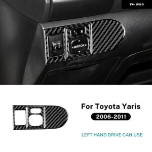 LHD リアルソフトカーボン ステッカー トヨタ ヤリス 2006 - 11 車用 ヘッドライト バックミラー ボタン トリム - For LHD Black