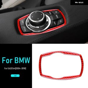 カーボン BMW 6シリーズ M6 E63 E64 2004 - 10 車メニュー ボタン ノブ フレーム インテリア アクセサリー - Type B Red