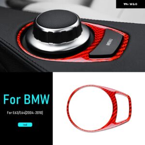カーボン BMW 6シリーズ M6 E63 E64 2004 - 10 車メニュー ボタン ノブ フレーム インテリア アクセサリー - Type A Red