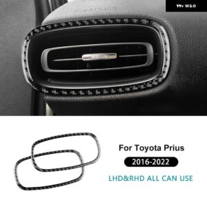 トヨタ プリウス 2016 - 22 LHD RHD リアルソフトカーボンカーインストルメント パネル 左右エア アウトレット - Black Carbon
