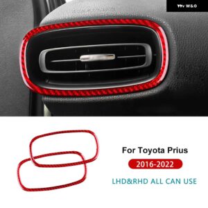 トヨタ プリウス 2016 - 22 LHD RHD リアルソフトカーボンカーインストルメント パネル 左右エア アウトレット - Red carbon