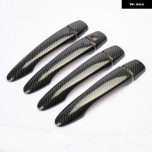 カーボン クローム ドアハンドル カバー 日産 セントラ 2014 - 19 キャッチキャップ トリム モールディング アクセサリー - black no button