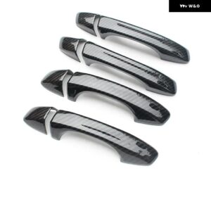 SEAT LEON MK3 2013-2019 カーボン クローム カーサイド ドアハンドル カバー トリム ステッカー スタイリング アクセサリー - carbon 0 button