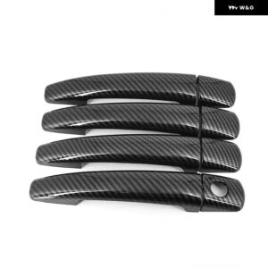 FIAT SCUDO 2007-2017 ブラックカーボンクロームカー ドアハンドル カバー トリム ステッカー スタイリング 自動車アクセサリー - Carbon Fiber
