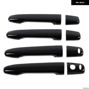 シトロエン C4 エアクロス 2012-2017 光沢ブラック カーボン クローム カー ドアハンドル カバー トリム ステッカー スタイリング 自動車アクセサリー - black 2 buttons